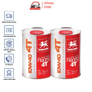 Bộ 2 lon nhớt tổng hợp cao cấp cho xe máy, xe tay ga Wolver Four Stroke Racing 4T 10W40 1L