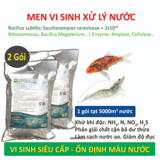 [Combo 2 gói] Chế phẩm vi sinh xử lý ao nuôi Tôm, Cá. Gây màu nước, ổn định dinh dưỡng. Làm sạch đáy ao. Ức chế tảo độc
