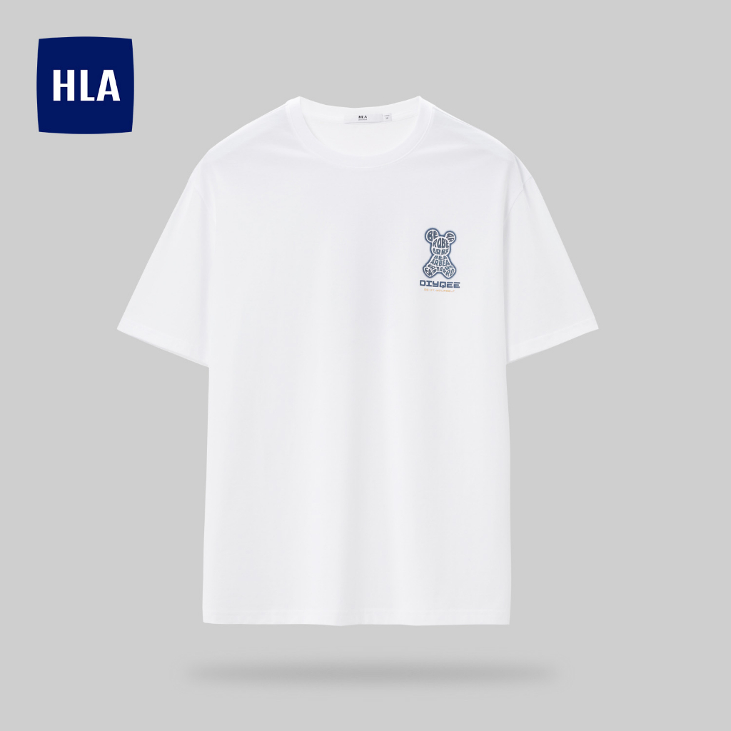 HLAxQee - Áo thun nam ngắn tay cotton lạnh mềm mịn họa tiết gấu DIYQee pattern icy cotton short-sleeved T-shirt