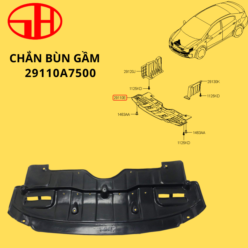 Tấm chắn bùn gầm dành cho xe ô tô CERATO 2016-2018 chất liệu nhựa siêu bền