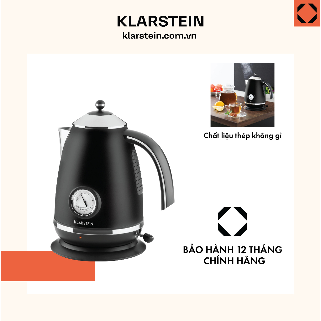 [Nhập mã KLAR2 giảm 100k, SẴN HN-HCM, BẢO HÀNH CHÍNH HÃNG] ẤM SIÊU TỐC KLARSTEIN AQUAVITA  1.7L