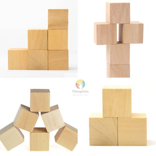 Combo 10 Khối Gỗ Vuông – Dụng Cụ Dạy Học Toán Hình, Tư Duy Không Gian – Thingkids
