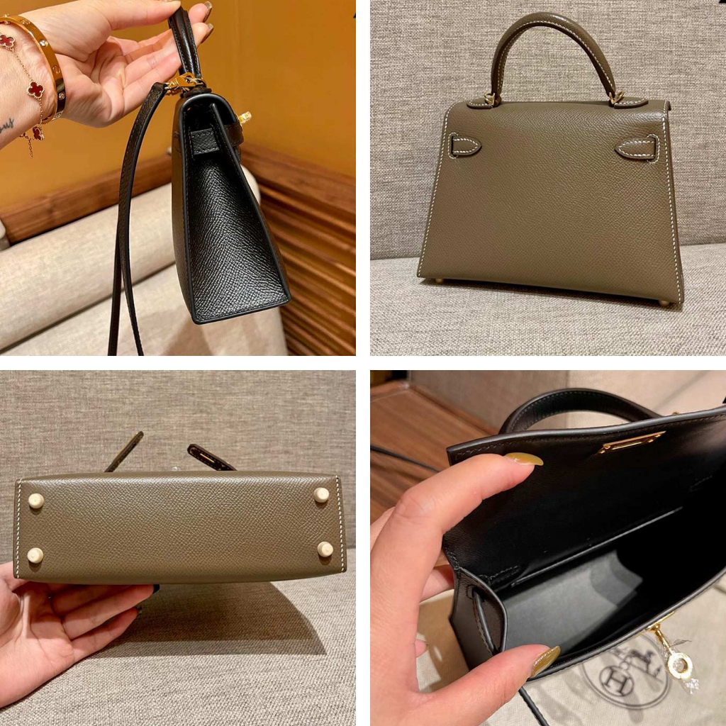 Túi Xách Da Bò Nữ HM Size 21 Kèm Dây Đeo Chéo Phong Cách Pháp Thời Thượng Sành Điệu