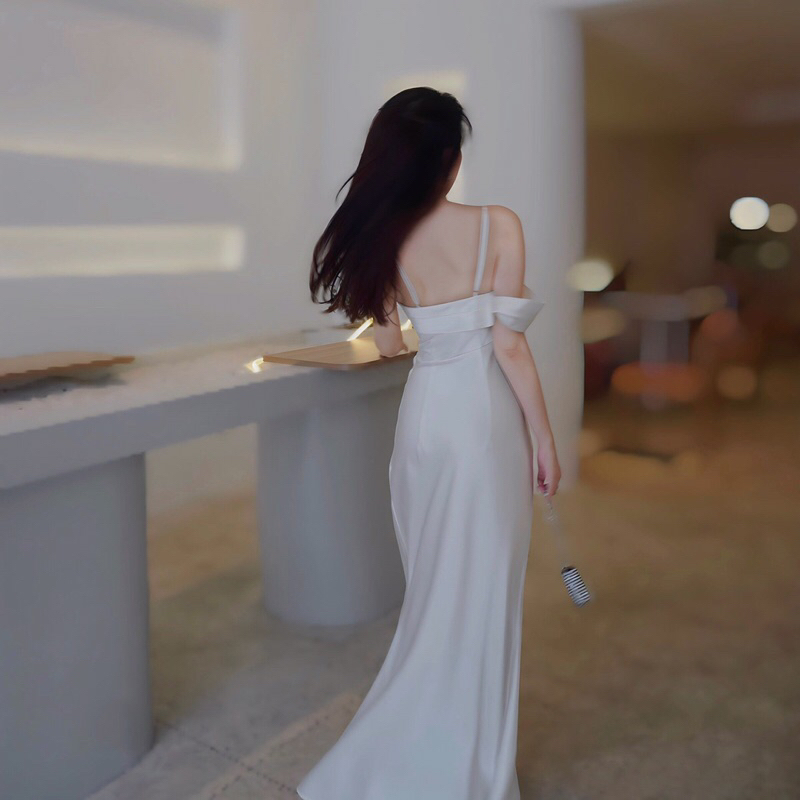 Đầm Lụa Một tay có mút