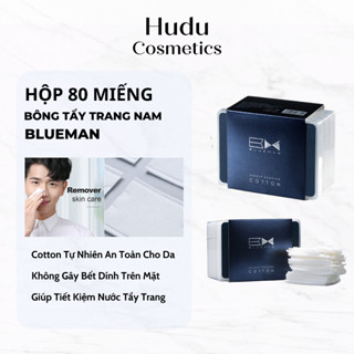Hộp 80 Bông Tẩy Trang 3 Lớp Blueman - Bông  Trang Điểm Tẩy Trang Cho Nam - Hudu Cosmetics