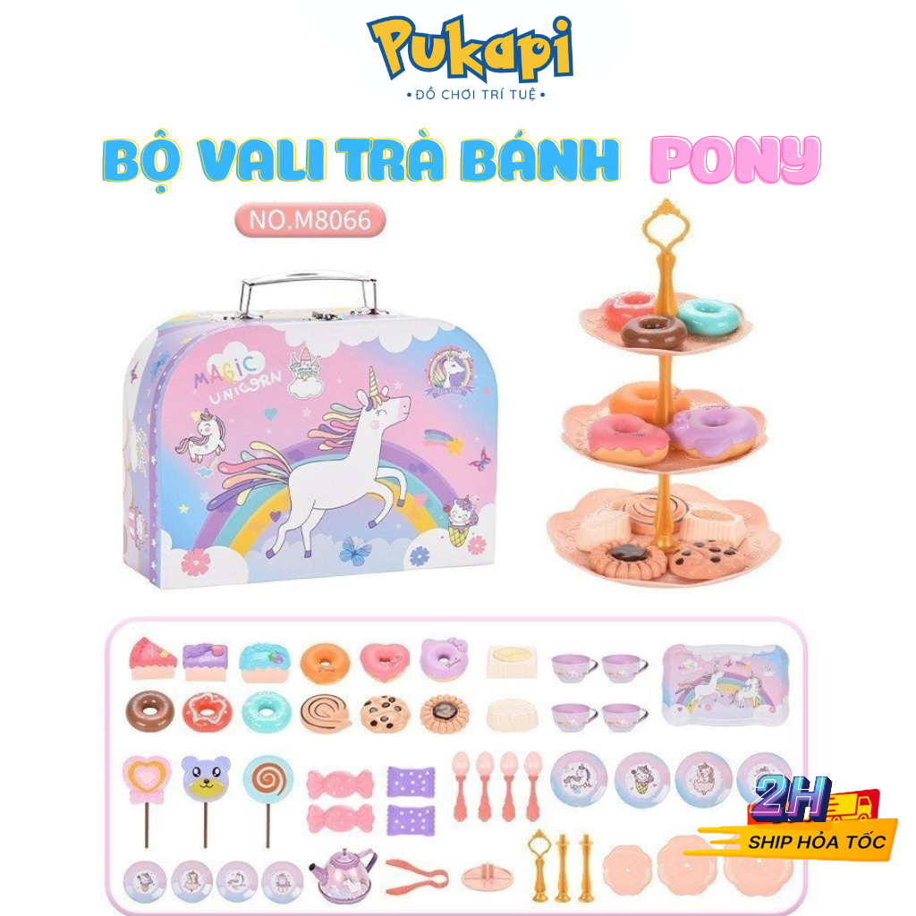 Bộ Đồ Chơi Tiệc Trà Bánh Ngựa Pony 48 Chi Tiết Cho Bé Gái - PUKAPI