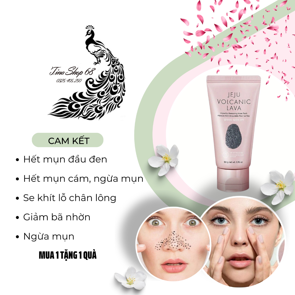 Gel lột mụn Jeju Volcanic Lava lột mụn đầu đen mũi giảm mụn cám se khít lỗ chân lông- [Tặng máy massage mặt]