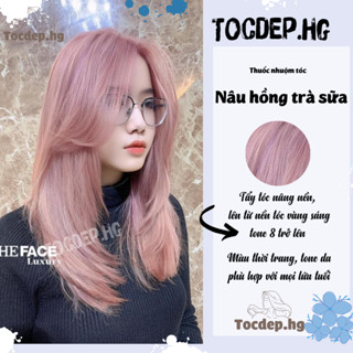 Thuốc nhuộm tóc nâu trà sữa ánh hồng tặng oxy trợ nhuộm, màu nâu hồng trà sữa kèm oxy,nâu hồng đào cần tẩy tóc tocdep.hg
