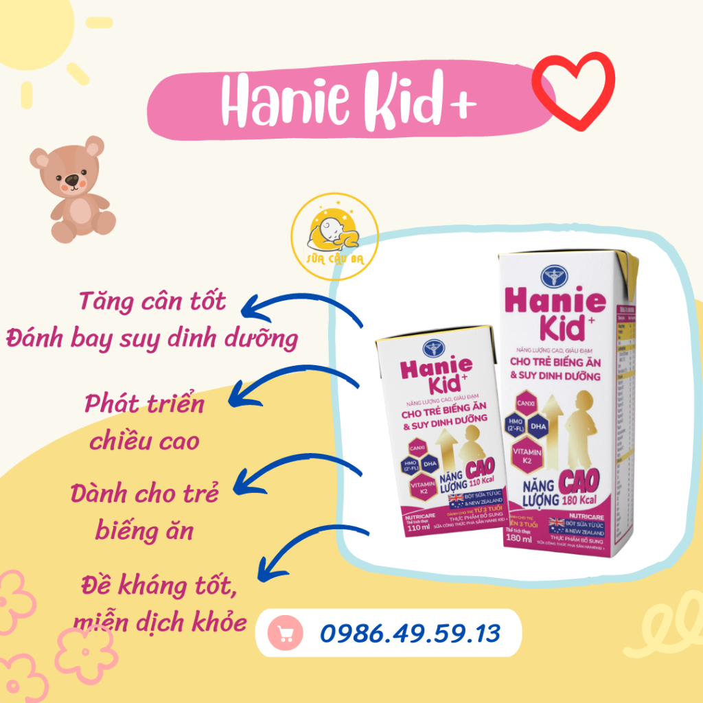 DATE MỚI Lốc sữa Hanie Kid Pedia dành cho bé suy dinh dưỡng