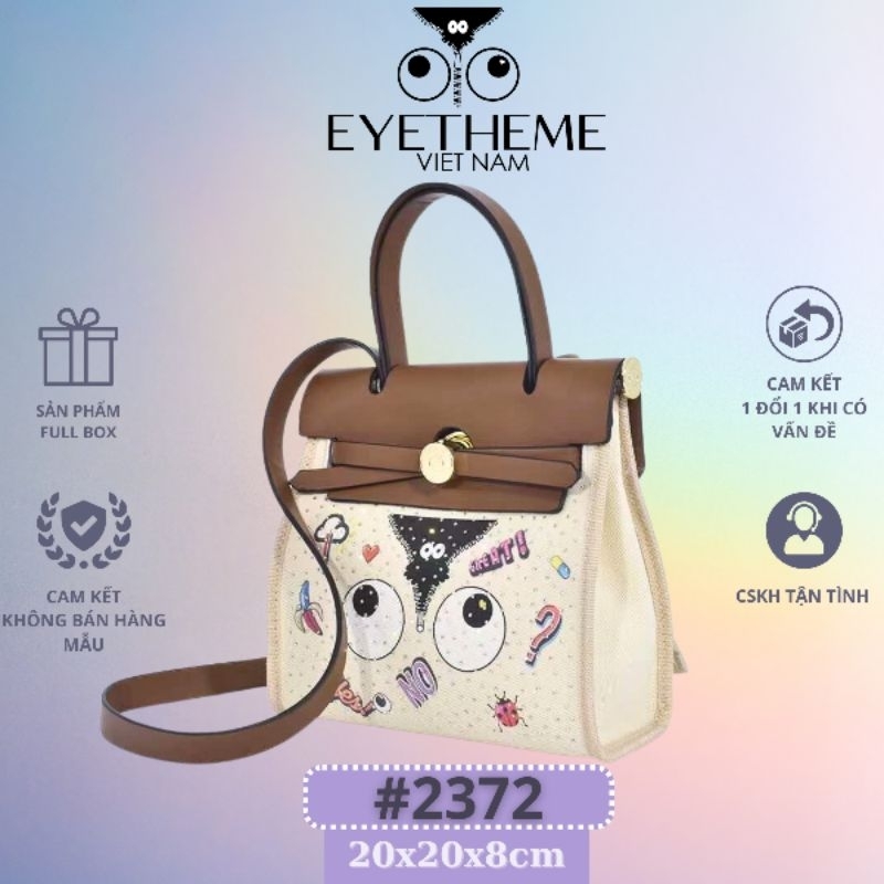 Túi dáng Herbag HM nâu phối trắng đeo chéo sang trọng tinh tế 2372K