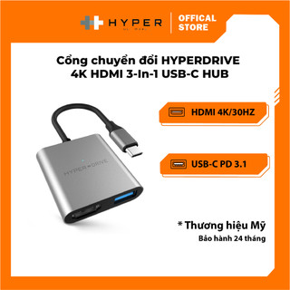 Cổng chuyển đổi hyperdrive 4k hdmi 3-in-1 usb-c hub cho macbook/surface/laptop/pc - hd259a