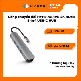 Cổng chuyển đổi HYPERDRIVE 4K HDMI 5-In-1 USB-C HUB cho Macbook/Surface/Laptop/PC - HD223B