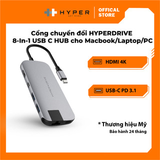 Cổng chuyển đổi hyperdrive 8-in-1 usb c hub cho macbook/laptop/pc - hd247b