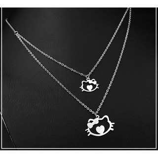 Dây chuyền inox kitty 2 tầng không đen không gỉ