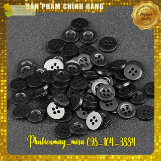 Gói 50 cái nút áo trắng đen, cúc áo sơ mi, quần tây, nút hạt bẹt 12mm