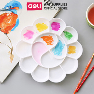 [HỌA CỤ DELI] Khay pha màu 10/14 ngăn Deli - 1 chiếc, thiết kế nhựa trắng an toàn, dễ nhìn