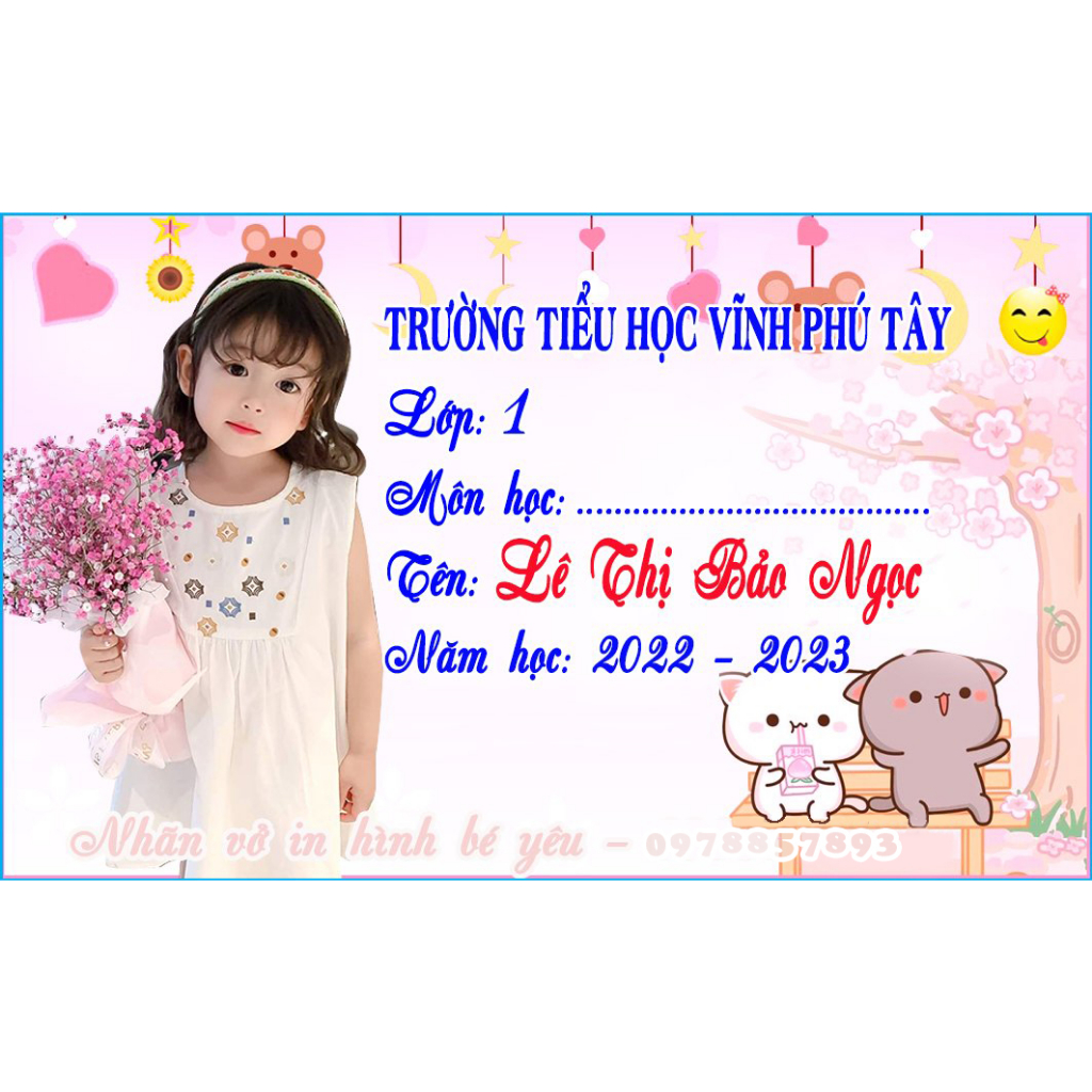 Nhãn vở in hình theo yêu cầu | hình in nét ,...