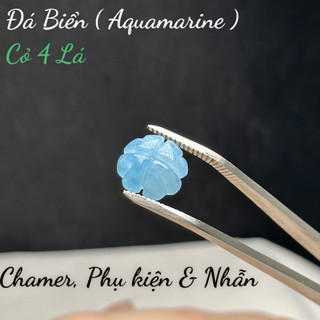 Mặt Cỏ 4 Lá đá Biển Aquamarine Phụ kiện Chamer