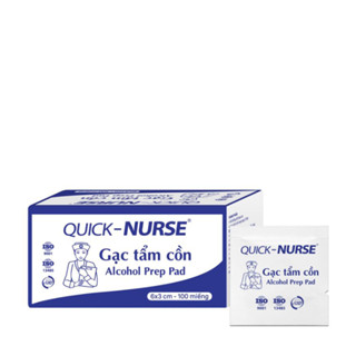 Bông tẩm cồn, gạc tẩm cồn Alcohol Quicknurse hộp 100 miếng sát khuẩn hoặc