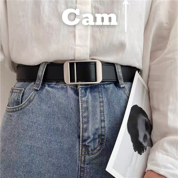 Thắt lưng nam nữ luồn chữ nhật KHÔNG CẦN BẤM LỖ, dây nịt học sinh bản 2.8cm (hỗ trợ cắt dây nịt) Cam