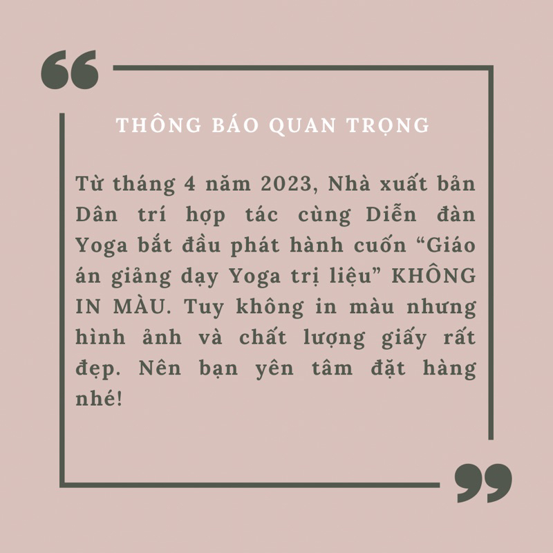 Sách - Giáo án giảng dạy Yoga trị liệu