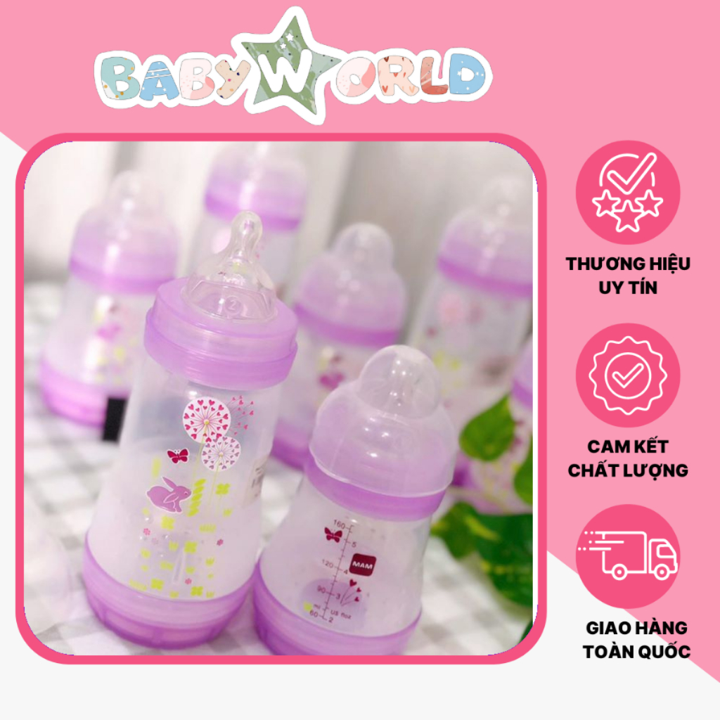 Bình sữa cổ rộng MAM Anti-Colic Color Mỹ