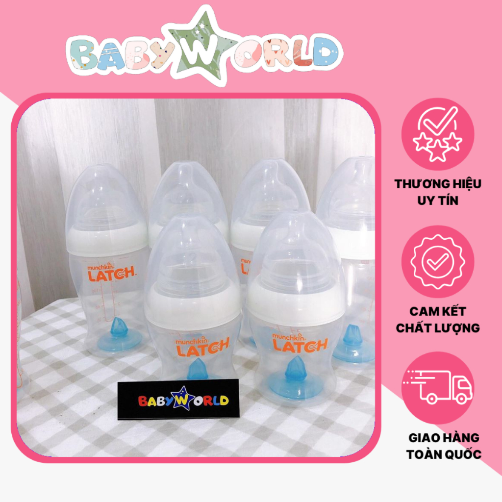 Bình sữa cổ rộng Munchkin Latch Mỹ - HÀNG THANH LÝ KHO giảm 50% KHÔNG KÈM HỘP