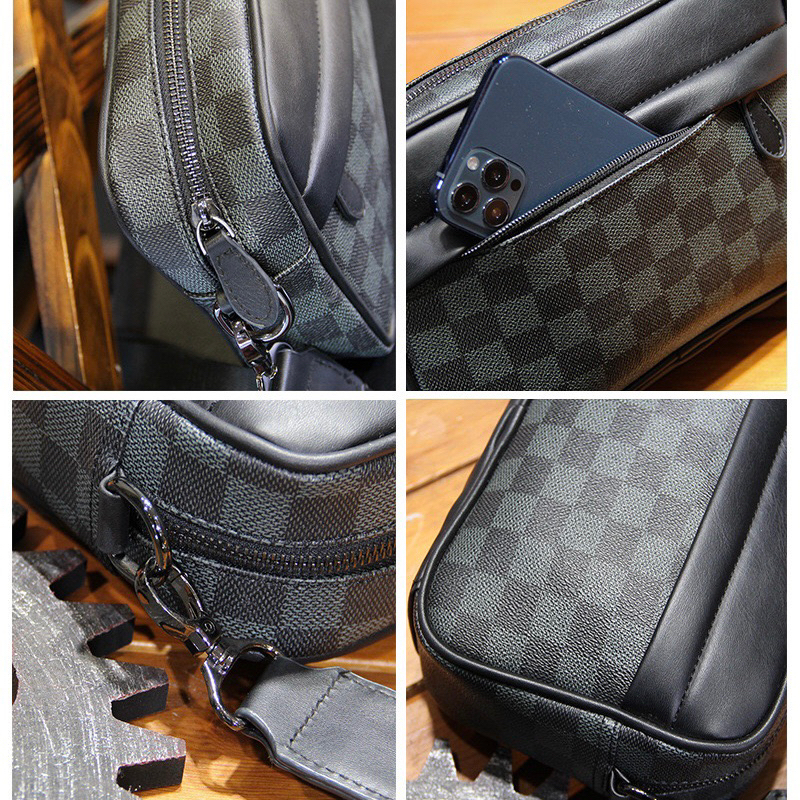 Túi da đeo chéo, chất da dày dặn đứng form như hình, chống nhăn chống thấm nước - CHECKERBROAD MESSENGER BAG