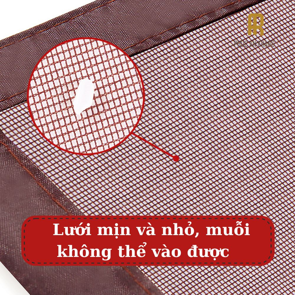 Rèm Chống Muỗi Cửa Chính 90x220cm Màu Nâu - Dán Tường Chất Liệu Polyester Chống Cháy - Phúc An Khang