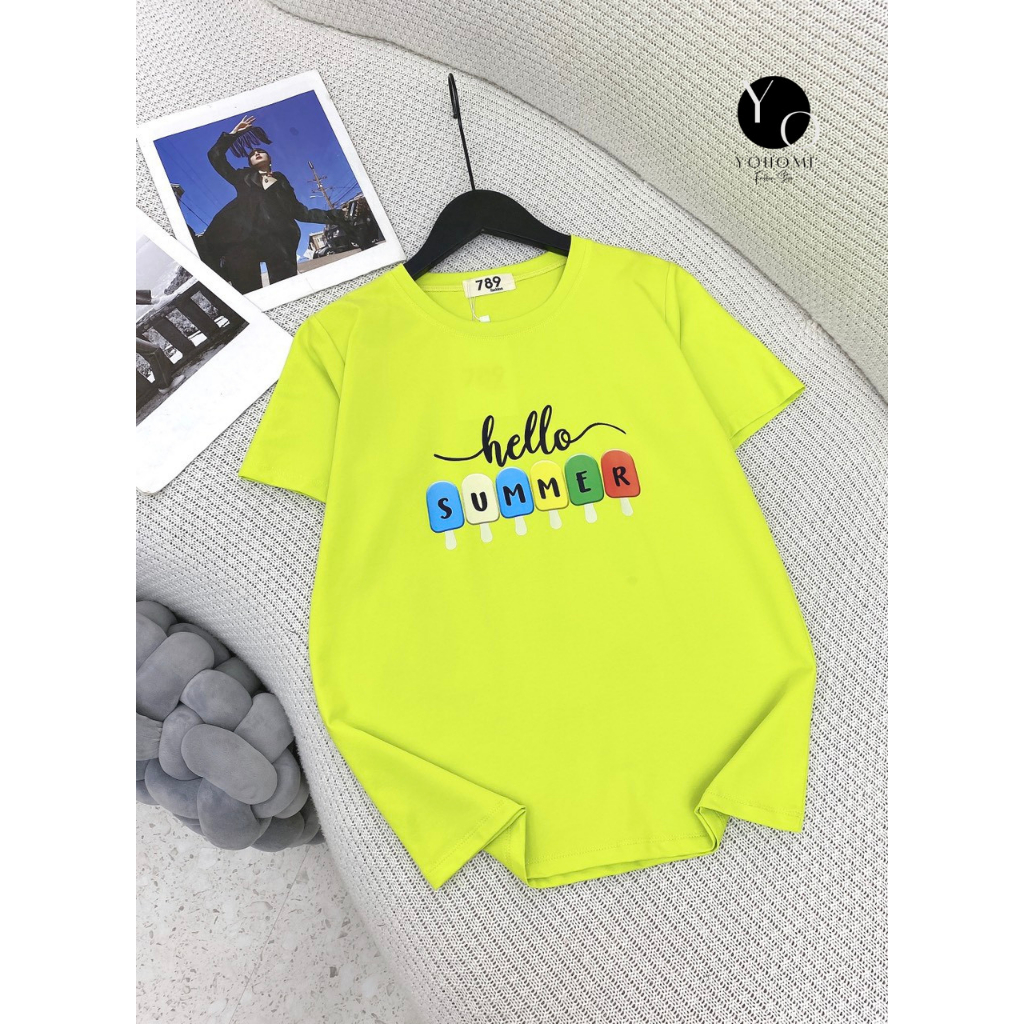 Áo thun thái nữ from vừa cổ tròn nhiều màu bao đẹp YOHOMI mã HELLO SUMMER
