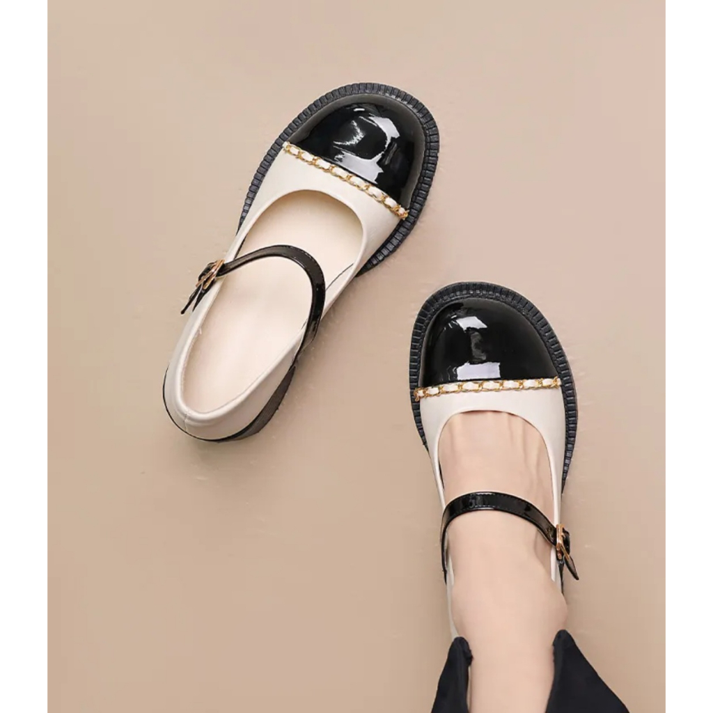 Giày marry đế 5f siêu nhẹ mix màu trang trí xích quai ngang siêu xinh