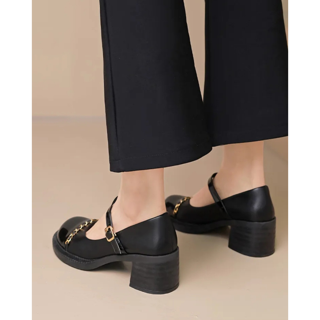 Giày marry đế 5f siêu nhẹ mix màu trang trí xích quai ngang siêu xinh