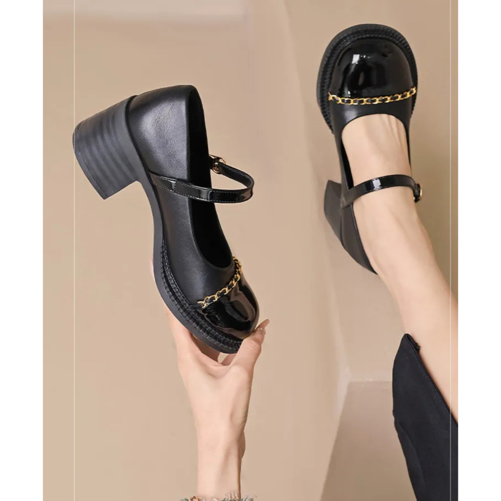 Giày marry đế 5f siêu nhẹ mix màu trang trí xích quai ngang siêu xinh