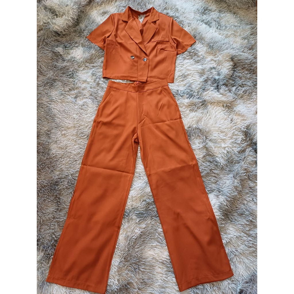 Set vest nâu croptop tay cộc hàng thiết kế loại 1