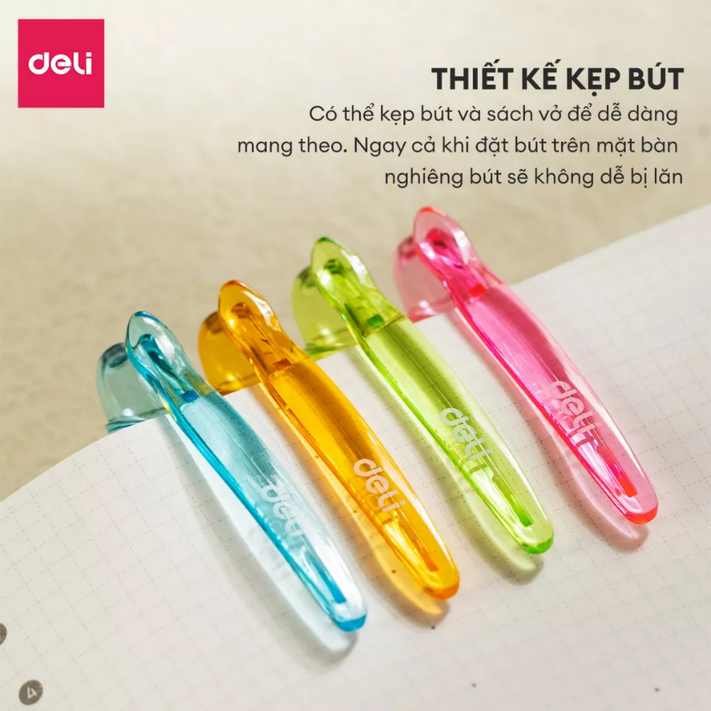 Bút máy ngòi trơn Deli Q881 / Bút mực Deli 881 thân trong màu sắc sinh động