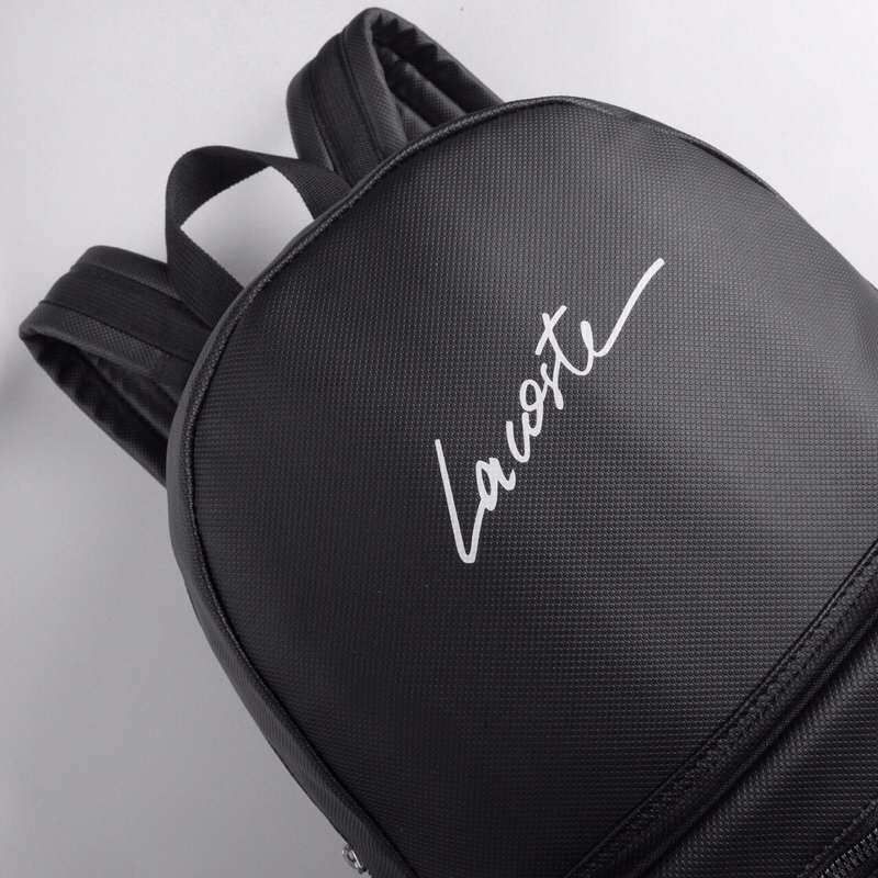 Balo Thời Trang LC Backpack Full Black Logo Signature Chất Liệu Da Si Cao Cấp Chống Nước Balo Đen Nam Nữ Bánh Mì Store