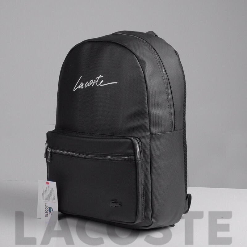 Balo Thời Trang LC Backpack Full Black Logo Signature Chất Liệu Da Si Cao Cấp Chống Nước Balo Đen Nam Nữ Bánh Mì Store