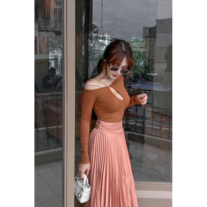 ÁO TAY DÀI XÉO DÂY XÍCH  - QA03675