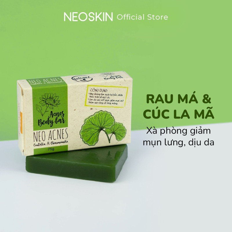 Xà Phòng Tắm Rau Má & Cúc La Mã Làm Dịu Mụn Lưng, An Toàn, Thiên Nhiên 100% Phù Hợp Với Da Body Nhạy Cảm NEOSKIN
