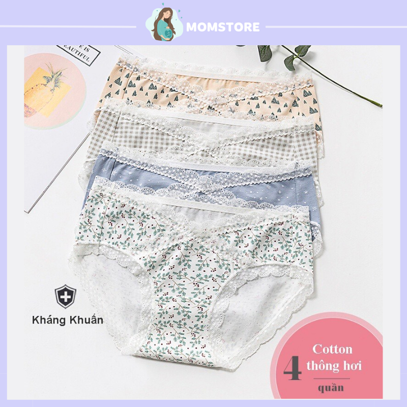 Quần lót bầu cạp chéo momstore Quần lót bà bầu cotton kháng khuẩn, khử mùi, bảo vệ mẹ suốt thai kỳ - QBL1