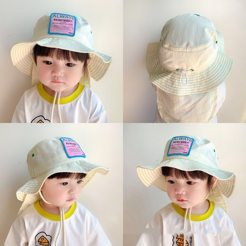 Mũ Bucket vành che gáy Hàn quốc cho bé