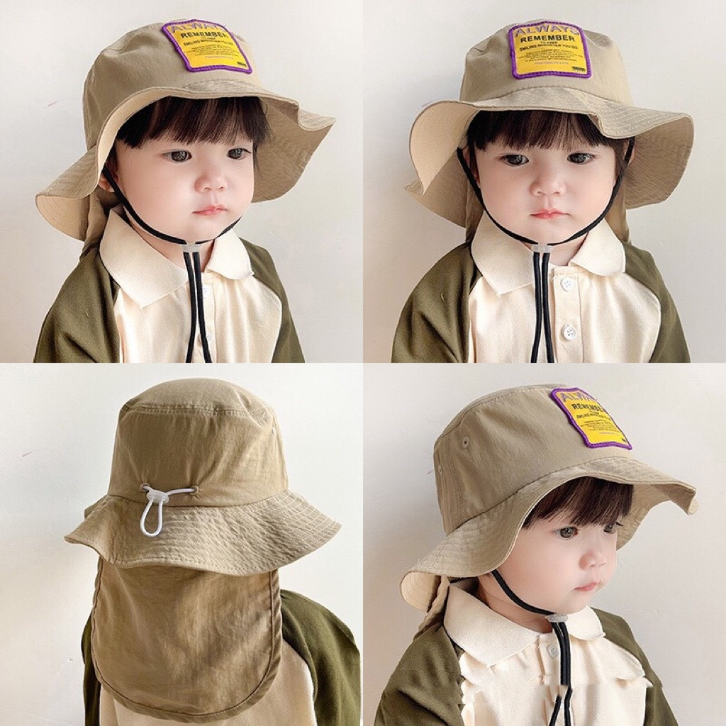 Mũ Bucket vành che gáy Hàn quốc cho bé
