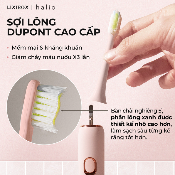 [Mã COSLIXI giảm 250k đơn 999k] Combo 2 Bàn chải điện Halio Sonic SmartClean Electronic Toothbrush