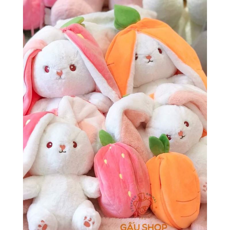 Gấu bông thỏ biến hình trái dâu, gấu bông thỏ biến hình cà rốt