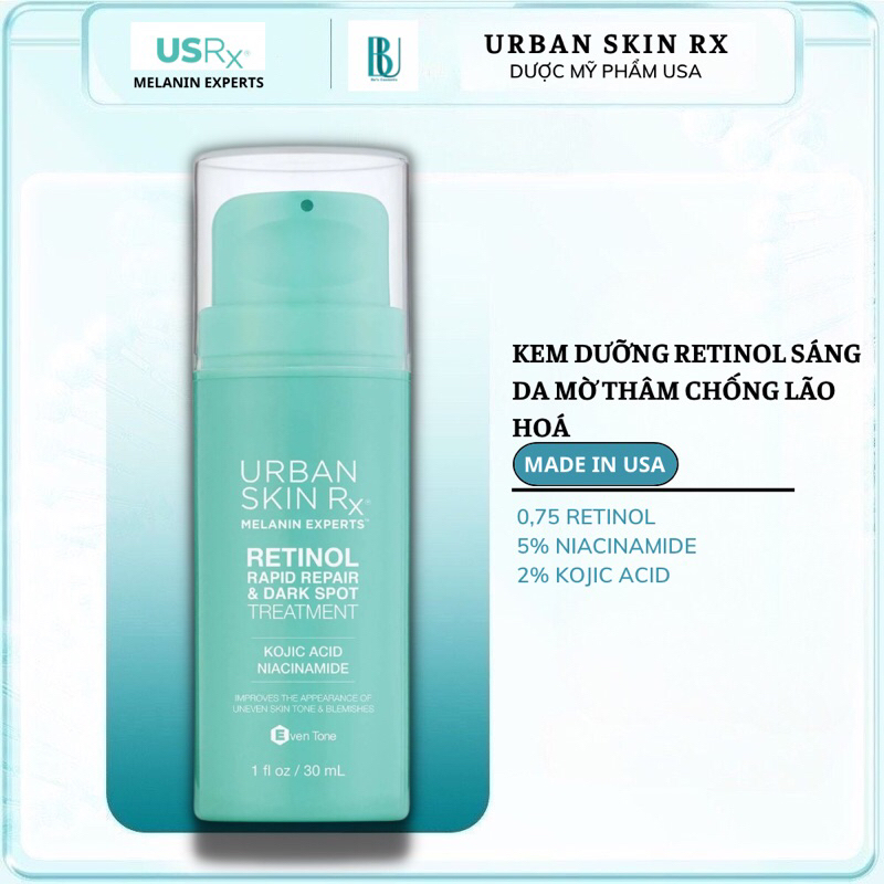 Kem Dưỡng Mờ Thâm Chống Lão Hoá Retinol Urban Skin Rx Retinol Rapid Repair & Dark Spot Treatment 30ml