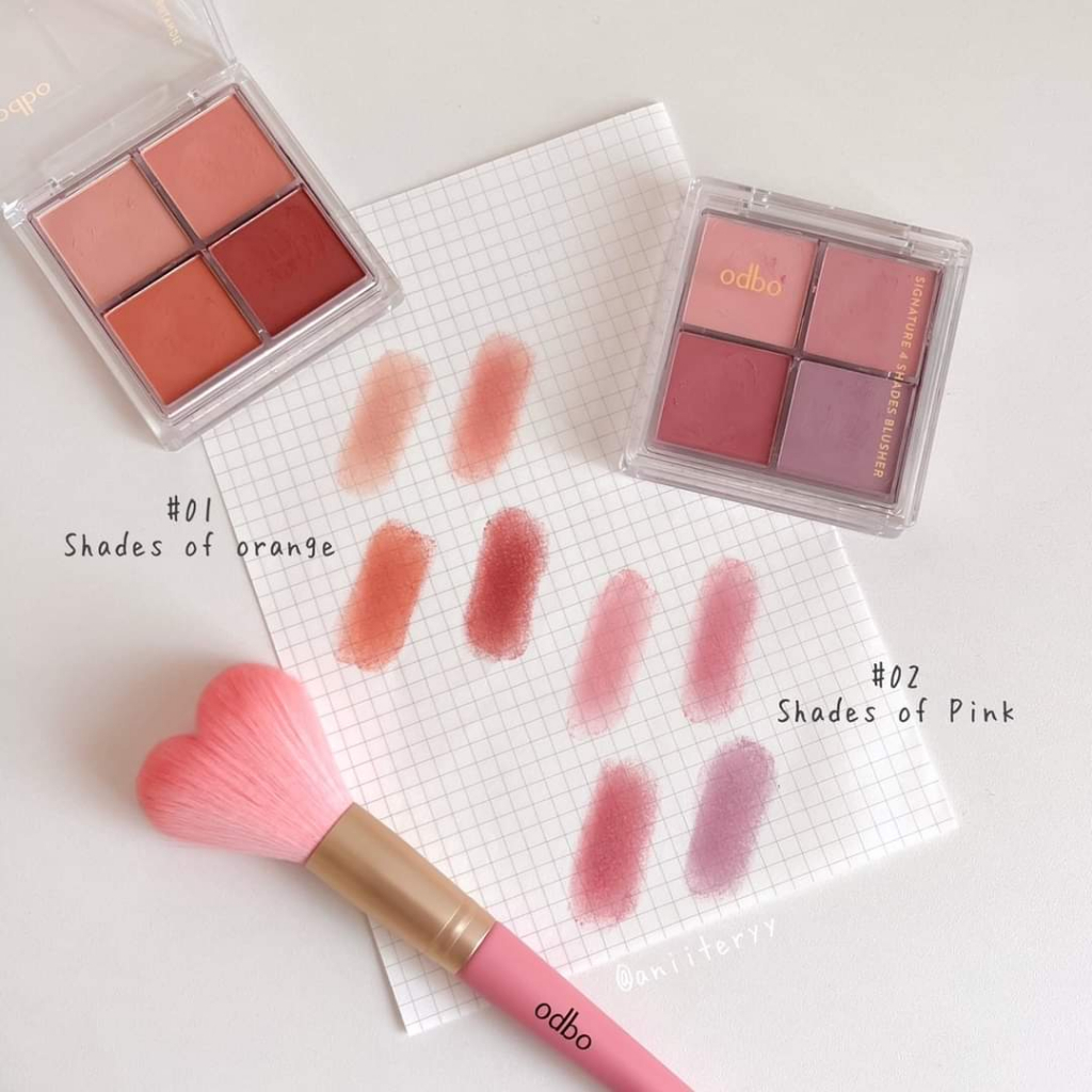 Phấn má hồng mịn lì Odbo Signature 4 Shades OD1309 - Phấn má hồng không nhũ 4 ô lì mịn