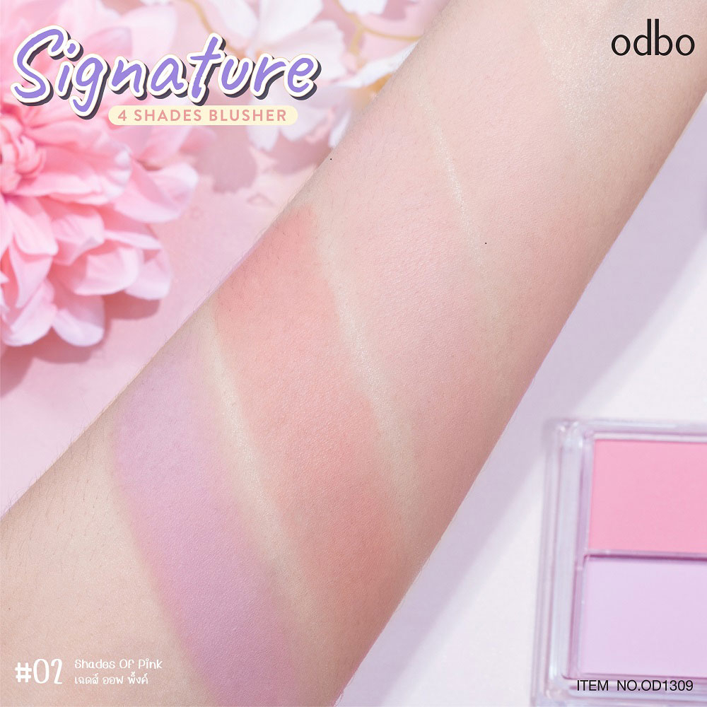 Phấn má hồng mịn lì Odbo Signature 4 Shades OD1309 - Phấn má hồng không nhũ 4 ô lì mịn