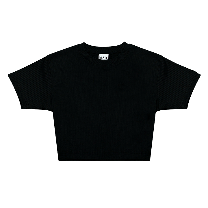 Áo Phông Croptop Trơn No Art Croptop Madmind Vải Thun Gân Cao Cấp, Form Ôm Body Sang Chảnh - Màu Be / Đen