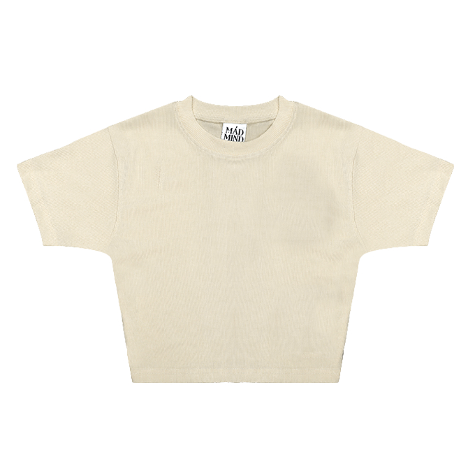 Áo Phông Croptop Trơn No Art Croptop Madmind Vải Thun Gân Cao Cấp, Form Ôm Body Sang Chảnh - Màu Be / Đen