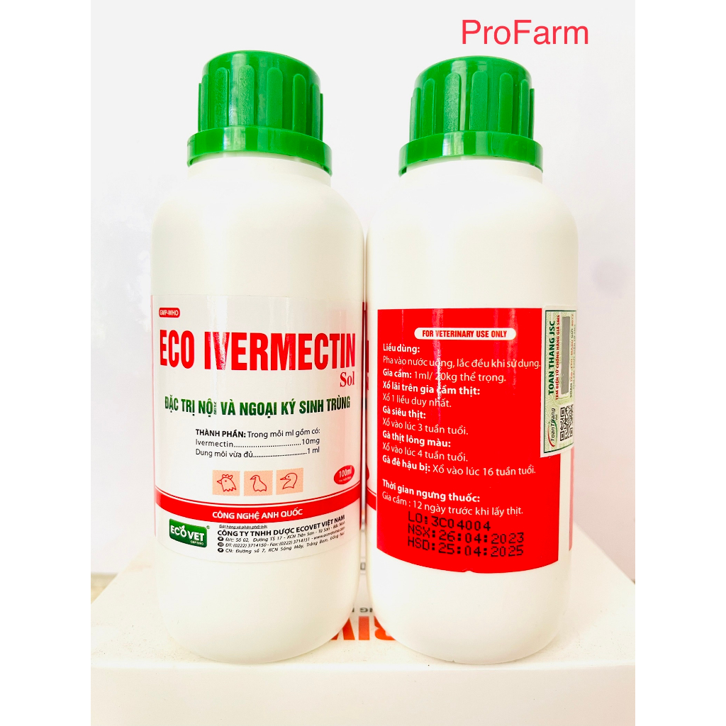 Eco Ivermectin Ve, ghẻ, giận, giiun moc, giiiuun tóc, giuuun kim sản phảm cong ty Toàn Thắng
